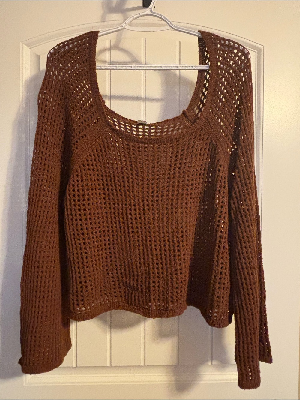 Old Navy Brown Open-Knit Scoop Neck Sweater